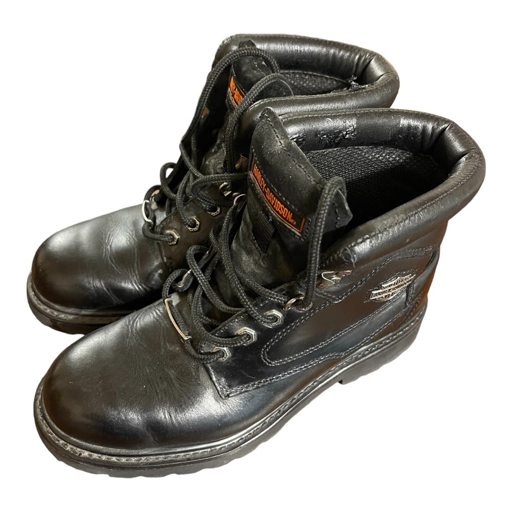 Men’s Size 9 Black Leather Harley Davidson Boots - Excellent Condition